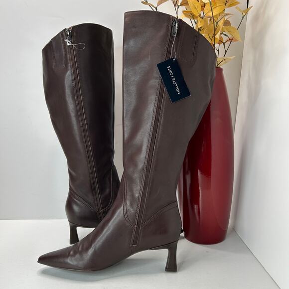 Naturalizer Deesha Knee High Wide Calf Boot Zip Block Heel Brown Women's 9W NWOB - Picture 5 of 11